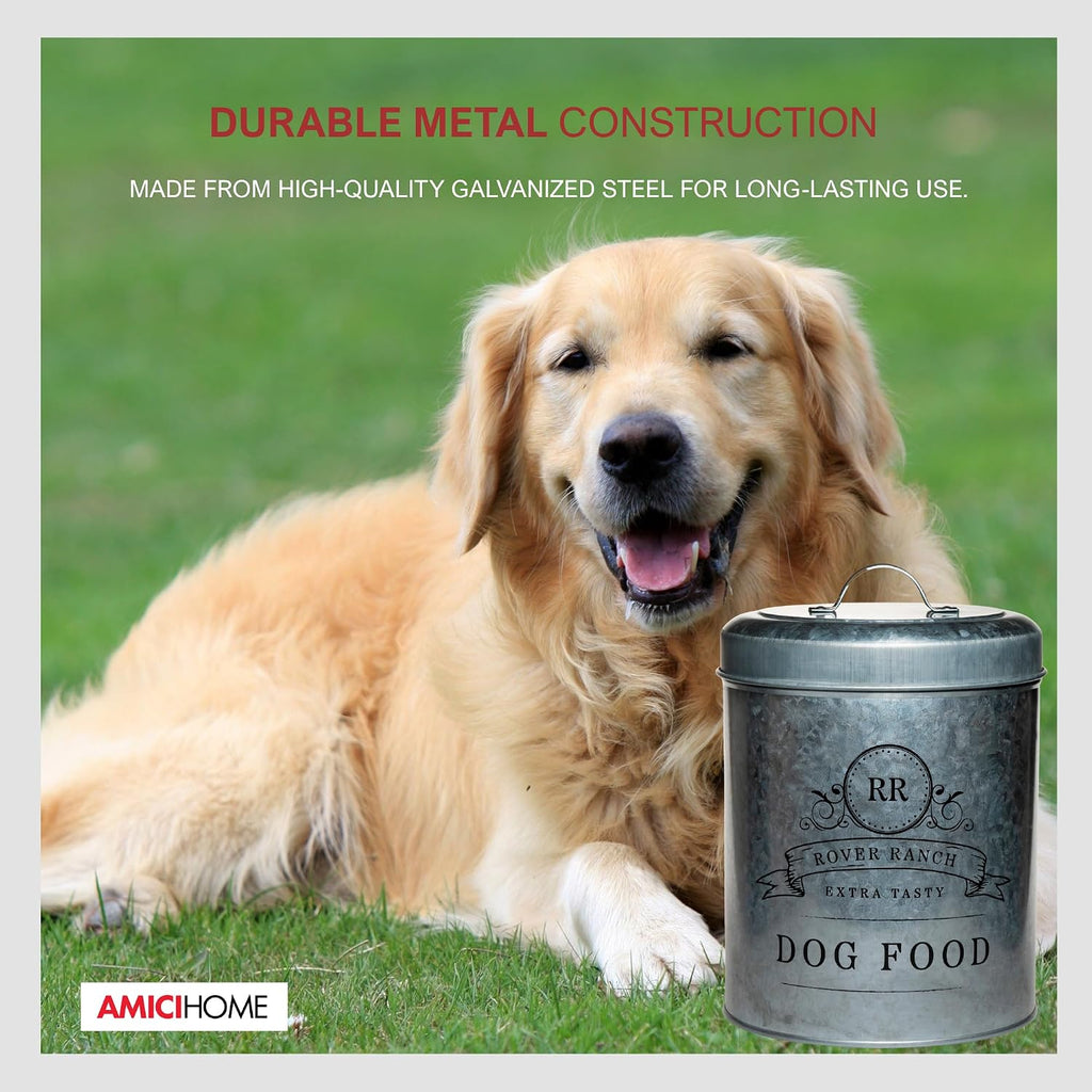 Rover Ranch Metal Pet Food Canister - Silver 140 Oz