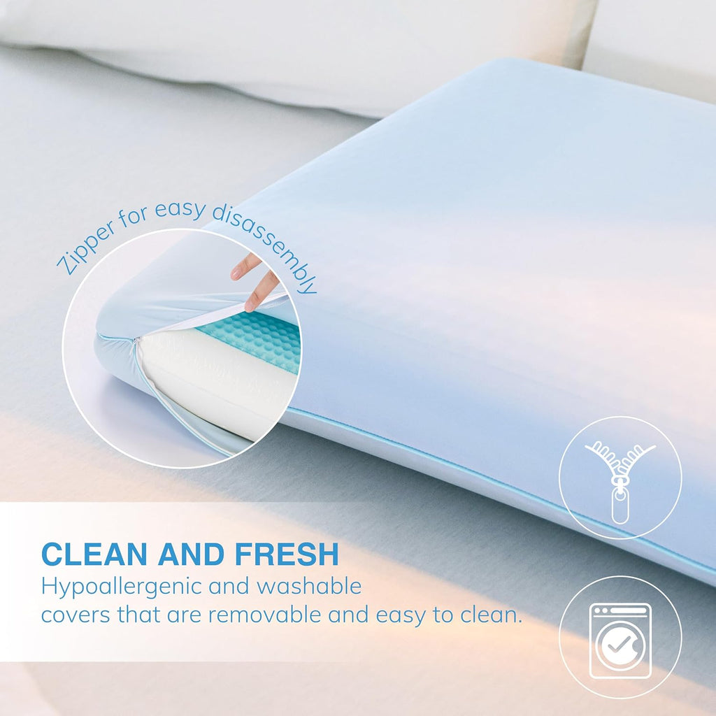 Cooling Gel Memory Foam Pillow, Reversible Design, Neck Support | For Side, Back & Stomach Sleepers, Removable