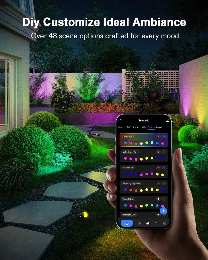 Upgraded Smart Landscape Lights, 56 ft Outdoor Spotlights, 6Pack