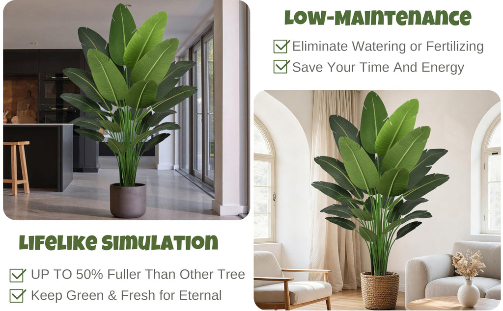Artificial Bird of Paradise Tree 7FT with 19 Thick Matte Leaves