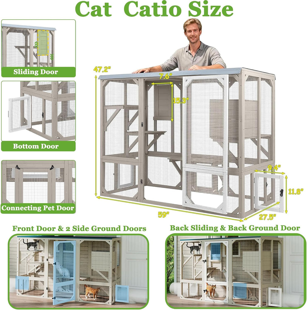 Catio Cat Enclosures Cat's House for Indoor Outdoor for 1-3 Cats