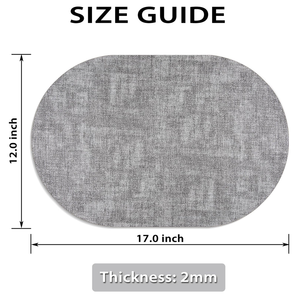 Faux Leather Oval Placemats Set of 4, Grey