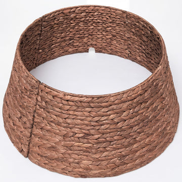 24 Inch Tree Collar Brown, Handwoven Water Hyacinth Christmas Tree Collar for Artificial Trees, Rustic Boho Basket