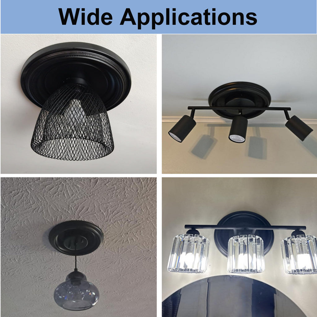2 Pieces Molded PU Ceiling Medallion,Ceiling Light Cover Plate,Hole Cover for Light Fixtures and Ceiling Fans, 9.8"OD