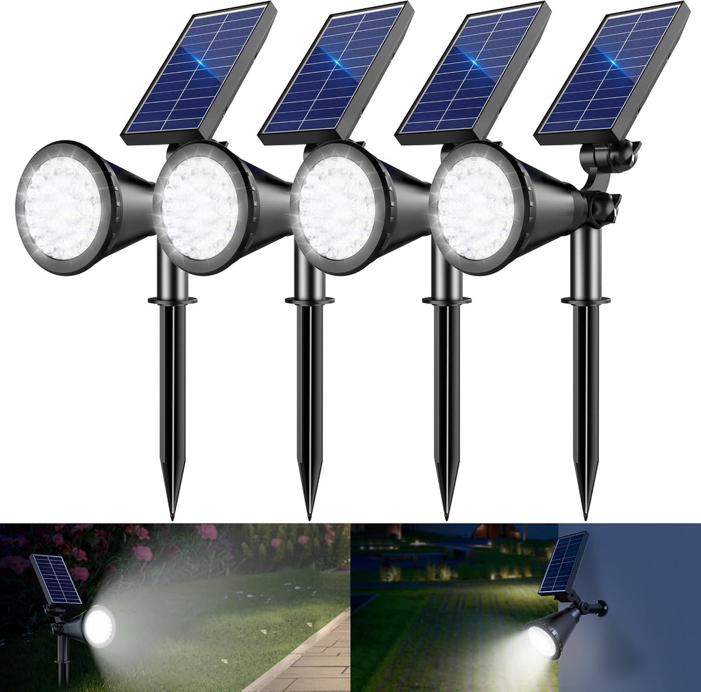 Solar Spot Lights Outdoor, 36 LEDs 1000LM Adjustable Solar Lights Outdoor Waterproof, 2-in-1 Solar Powered Spotlights