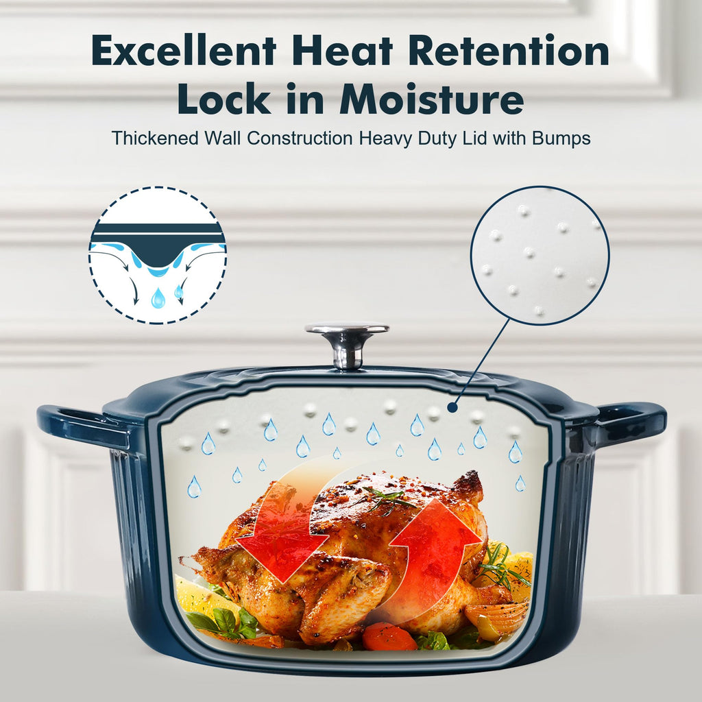 5.5QT Enameled Cast Iron Dutch Oven Pot with Lid&Cotton Potholders