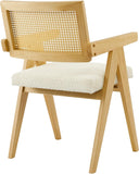 Rattan Dining Chairs Set of 2, Modern Dining Chairs with Cushioned Seat and Solid Wood Frame, Accent Chairs for Dining Room, Kitchen or Living Room, Oak