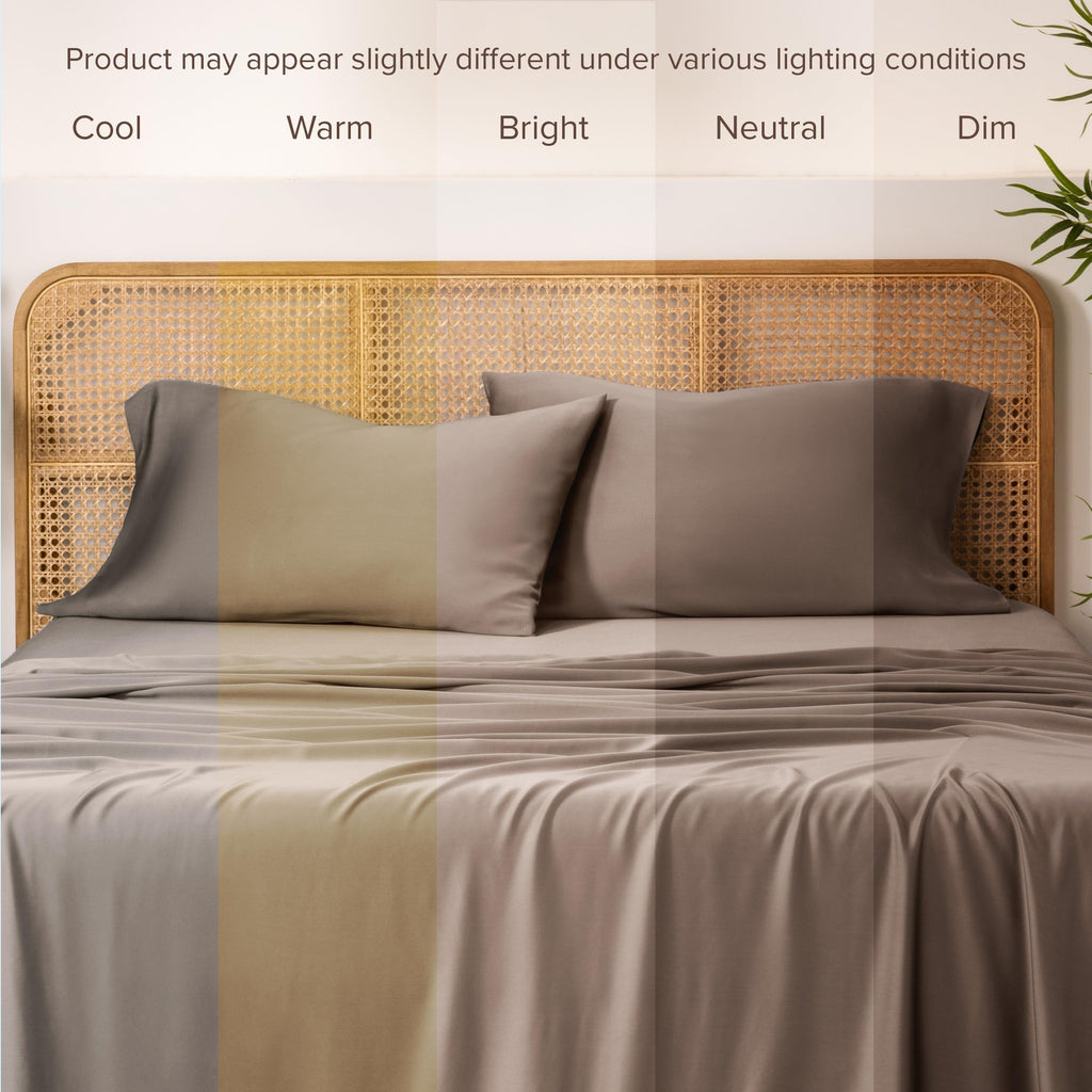 100% Rayon Made from Bamboo Pillowcase Set (King, Taupe)