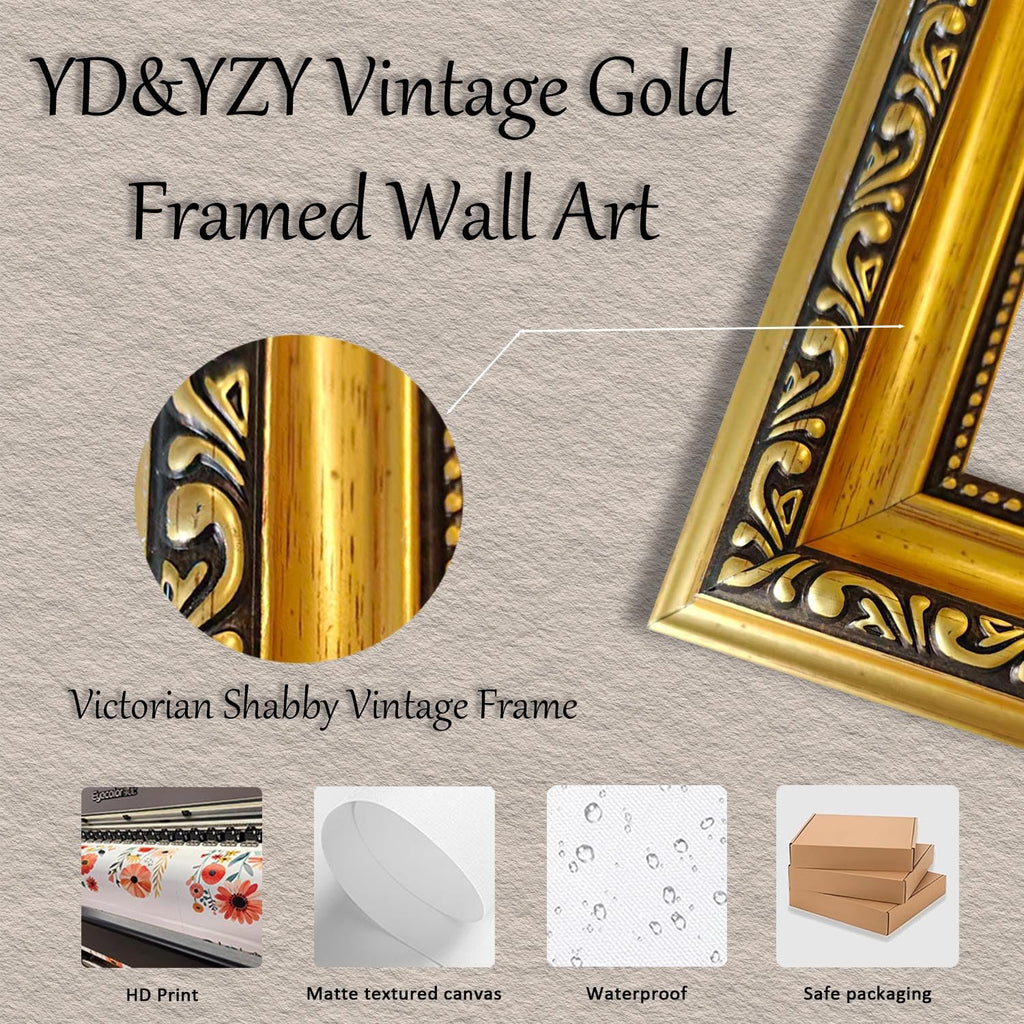 Vintage Butterfly Wall Art 16x24 inch Gold Framed
