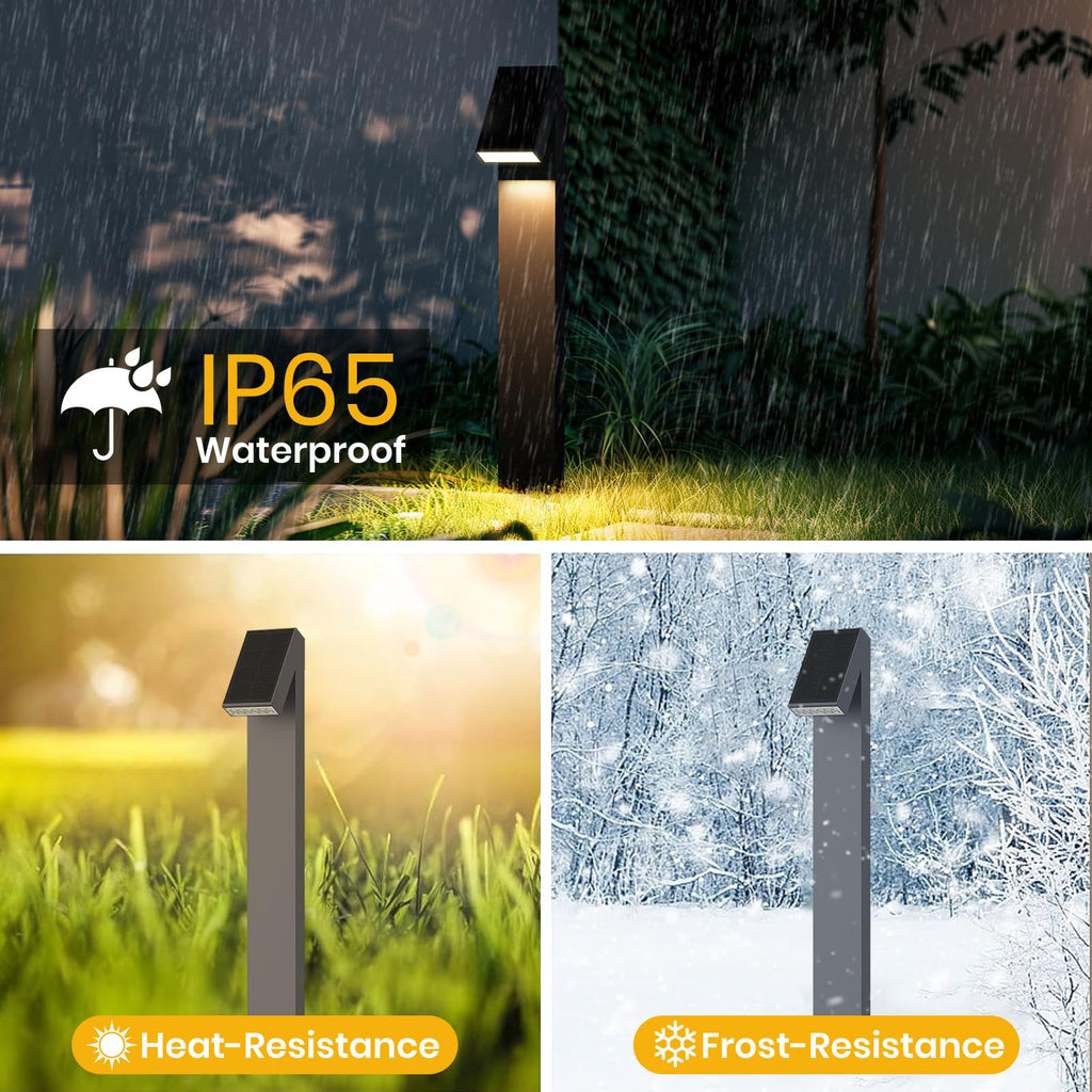 Solar Pathway Lights, 3000K Metal Solar Landscape Lights Outdoor