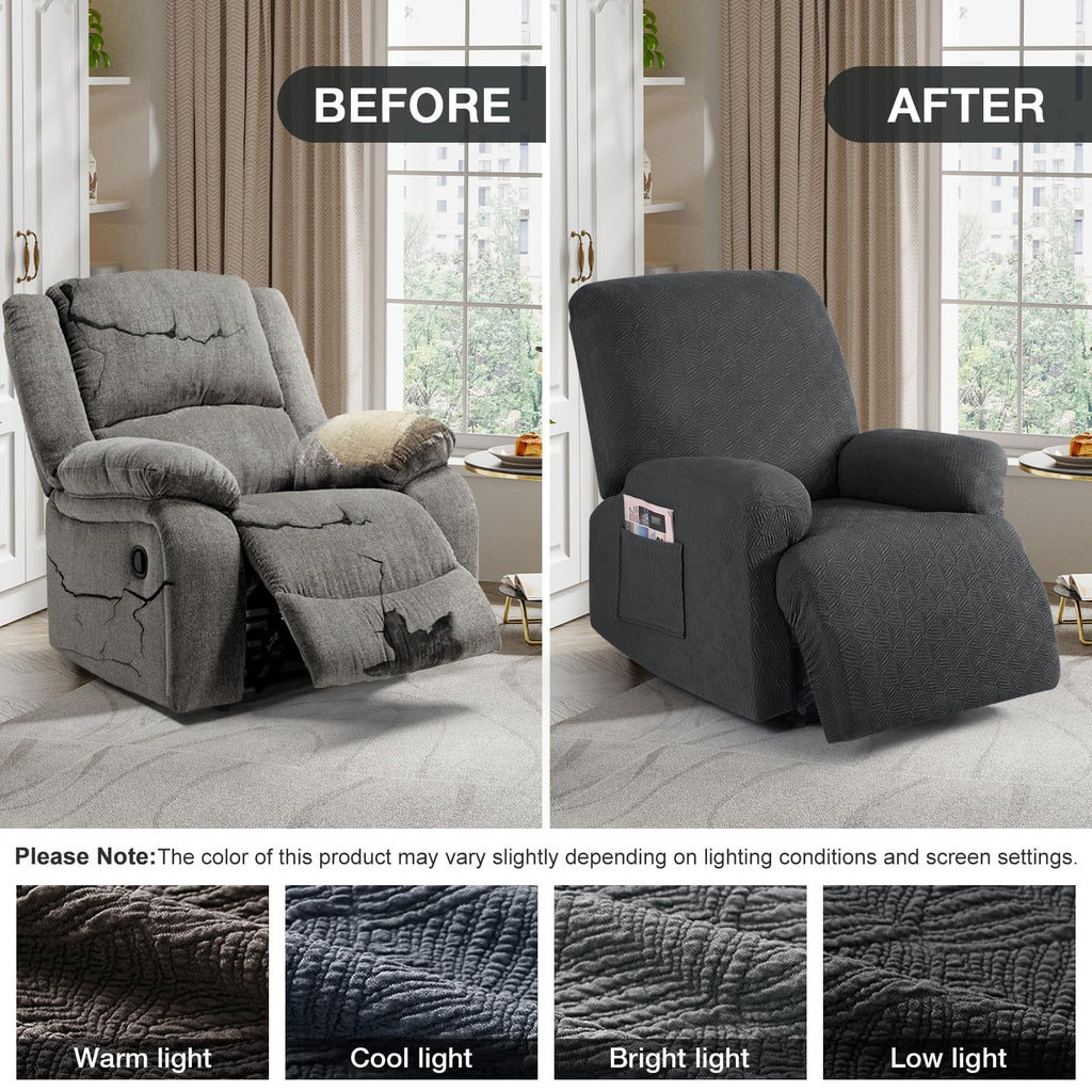 Recliner Covers Washable, Stretch Chair Slipcovers, Dark Gray