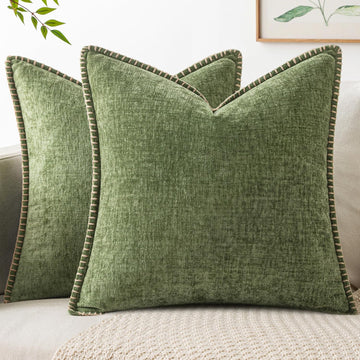 Decorative Euro Sham Pillow Covers 24x24 Inch Sage Green 2 Pack