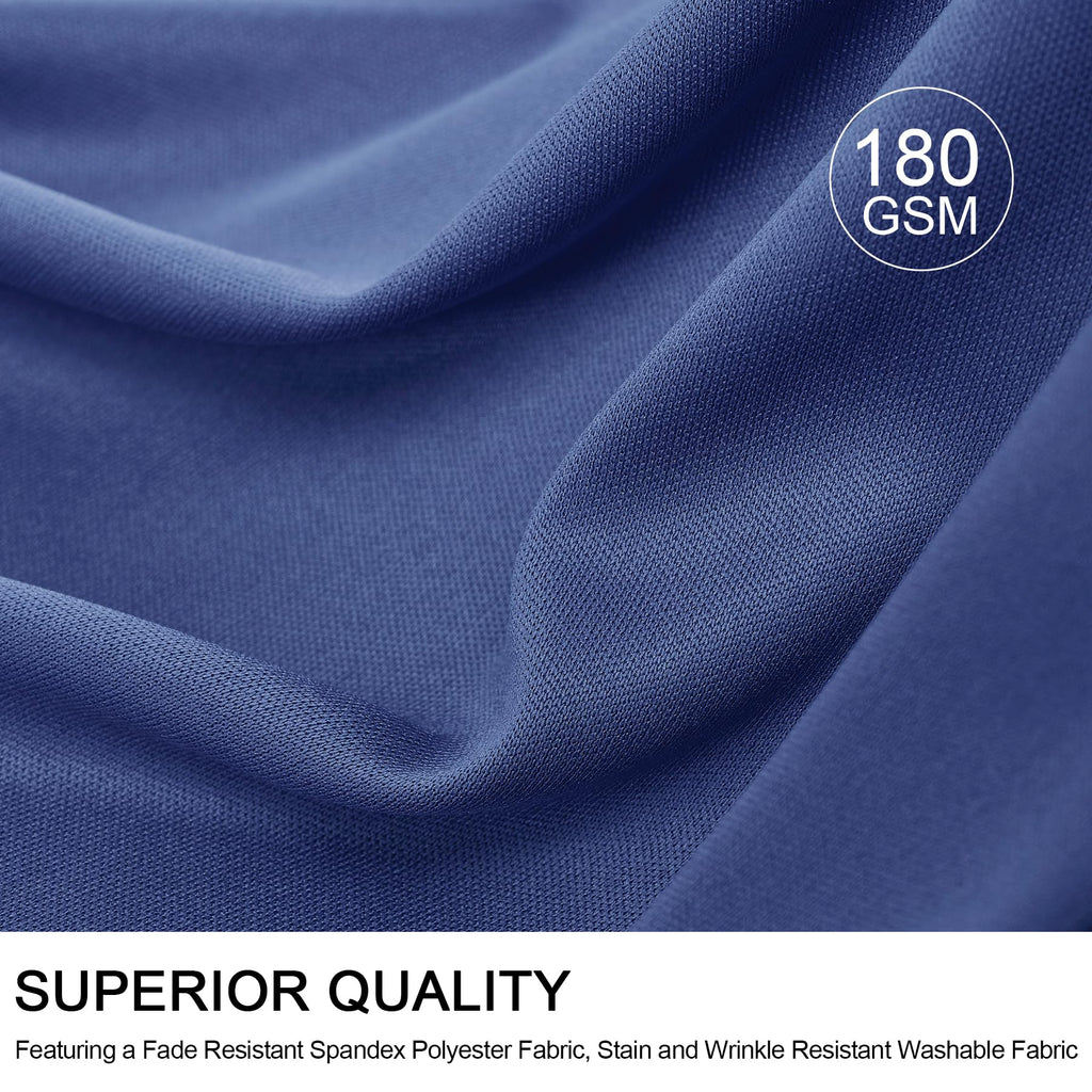 Spandex Tablecloth 8FT Rectangle Table Cover 6 Pcs Navy Blue Wrinkle-Free