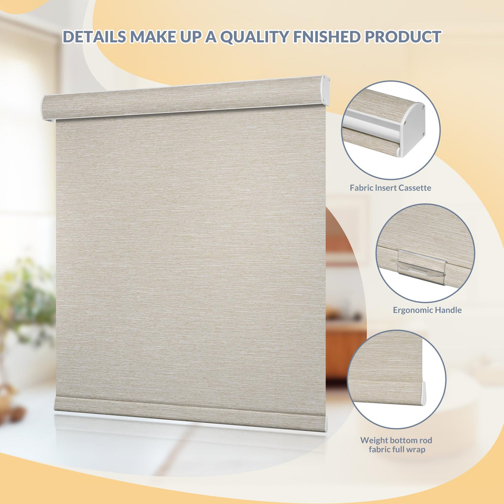 Blackout Roller Shades for Windows, Beige