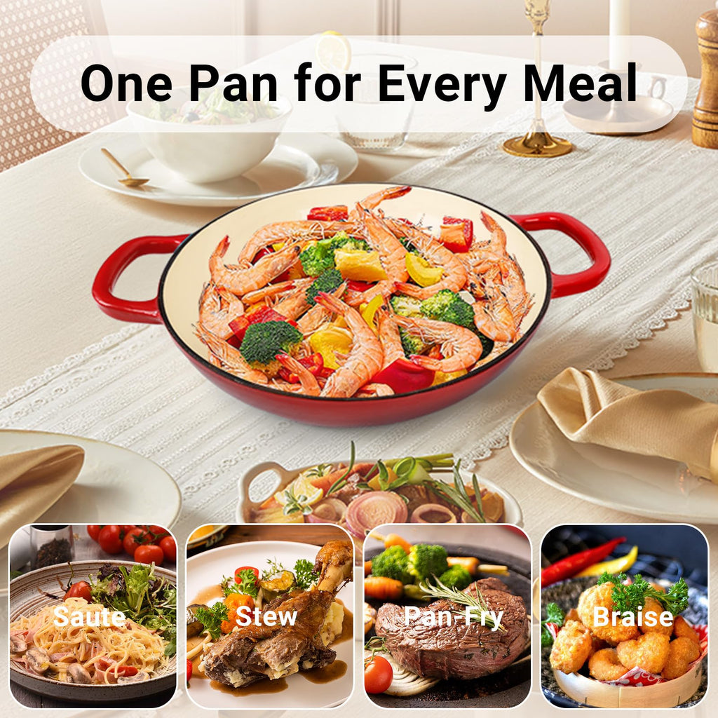 Enameled Cast Iron Dutch Oven, 3.8 Quart Dutch Oven Pot with Lid, Non Stick Cast Iron Pot, Round Oven Safe up to