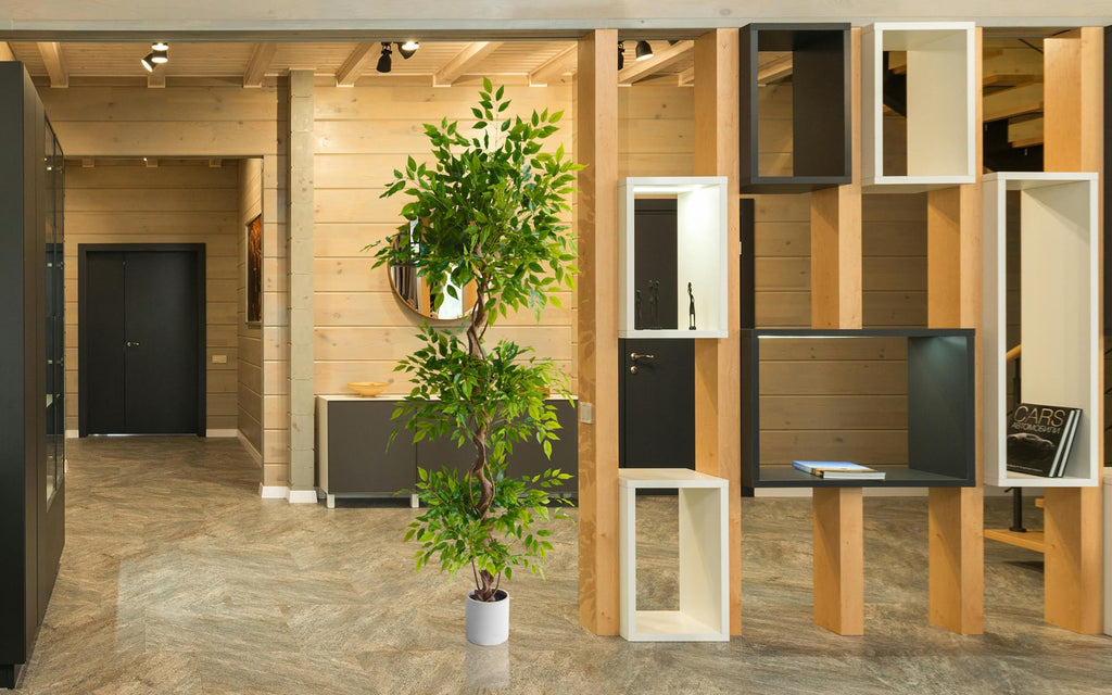 7ft Artificial Ficus Tree Fake Plant with White Planter