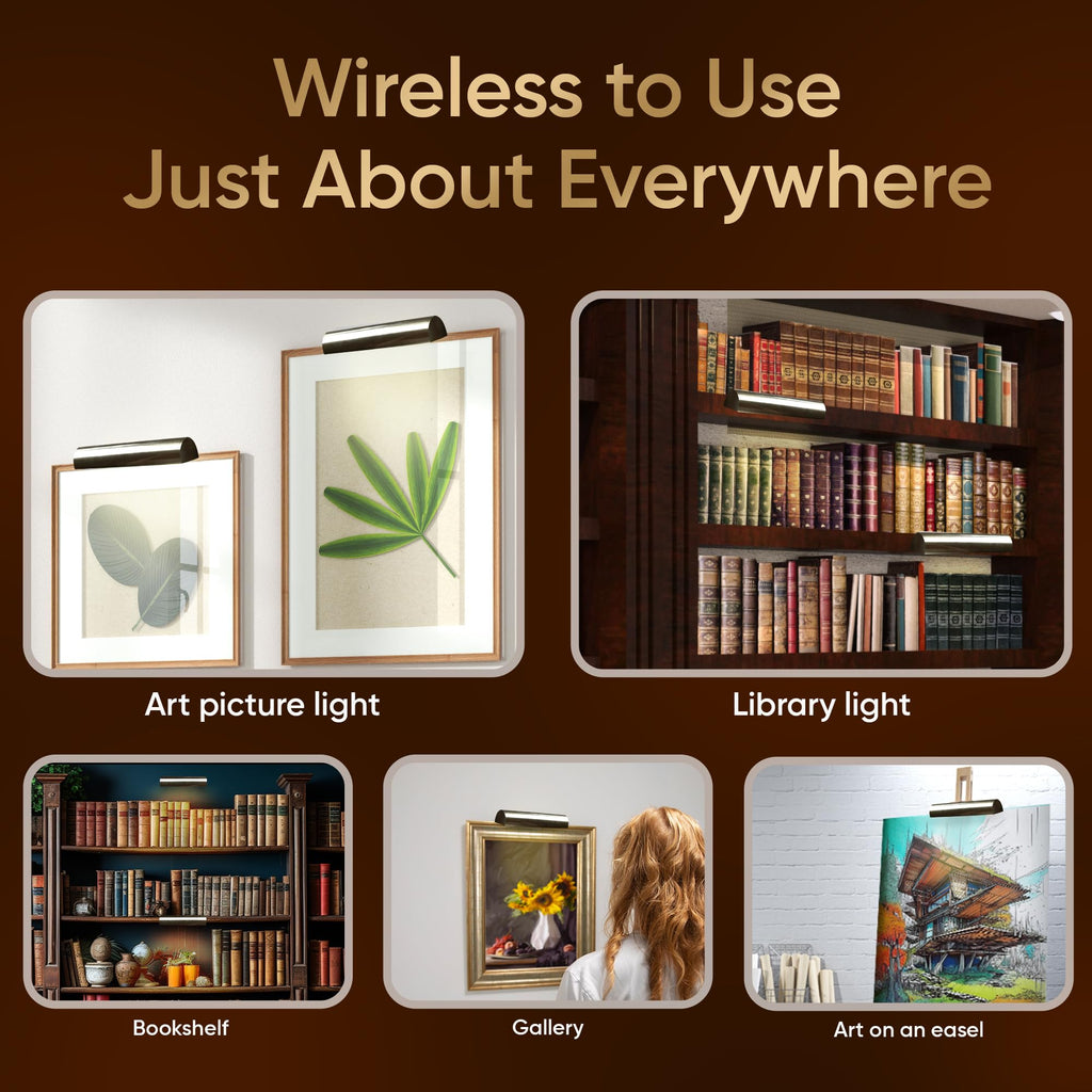 Concepdesigns Picture Light, Battery Operated Picture Light, Dimmable Wireless Picture Lights for Wall, Art Light