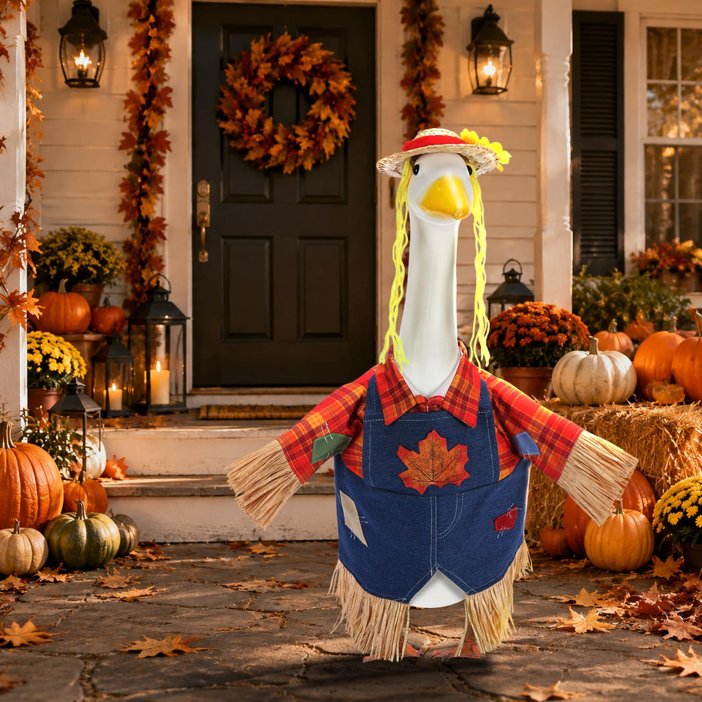 Fall Scarecrow Porch Goose Outfits for 23 Inch Statue