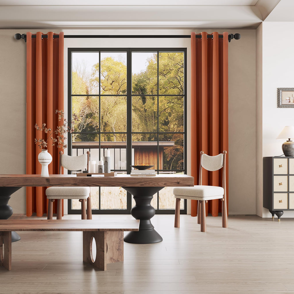 120 Inch Patio Door Curtains - Fall Decor Earth Tone Extra Long Blackout Drapes Thermal Insulated Window Curtain