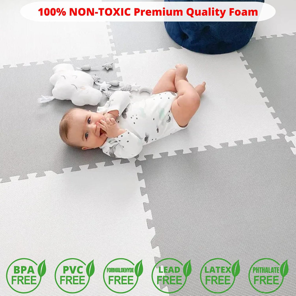 Extra Large Baby Play Mat Tiles Thick Foam Non-Toxic Floor Puzzle Mat Interlocking Activity Playmat for Infants