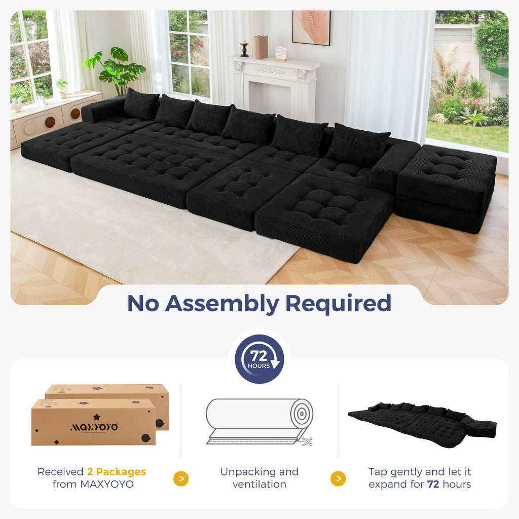 7-Seater U-Shaped Modular Sectional Sofa Couch with Ottoman