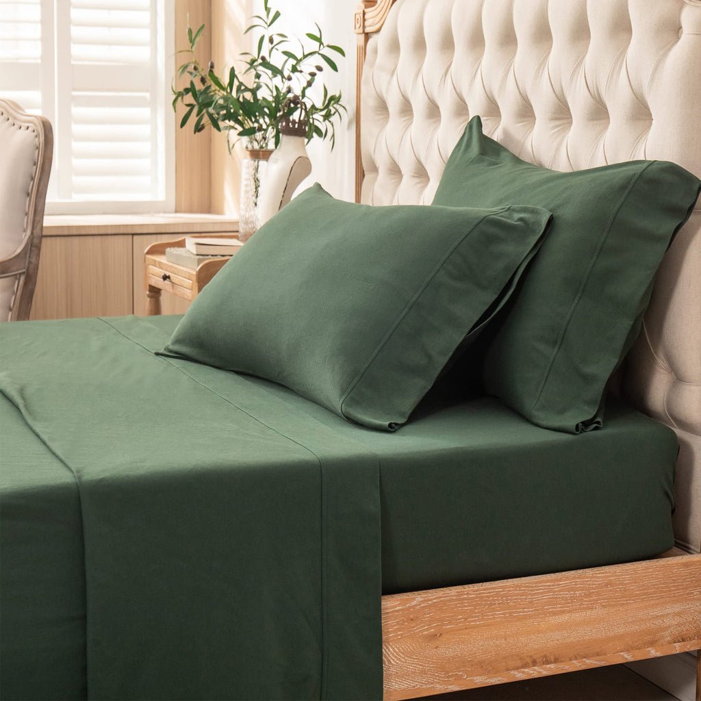 Jersey Knit Sheet Set Solid Forest Green California King