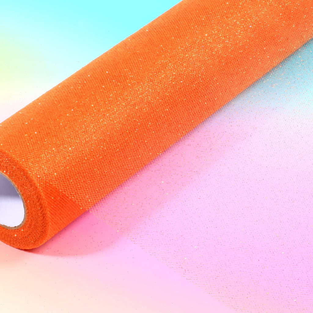 Sparkling Tulle Rolls, 15" by 30 Yards(Orange)