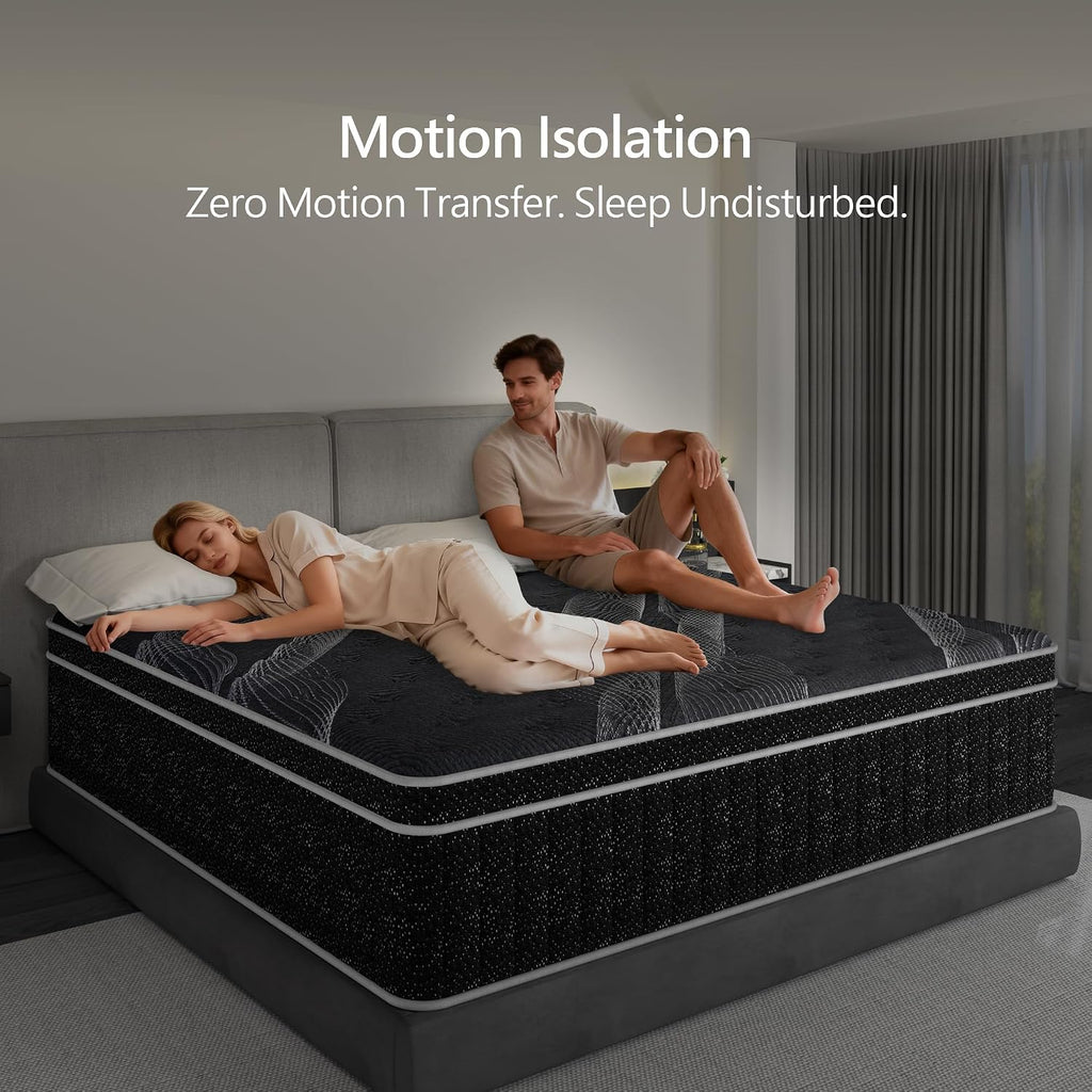 Mattress King Size 14 inch, Hybrid Memory Foam King Mattress in a Box, Individually Pocket Springs, Medium Firm Feel
