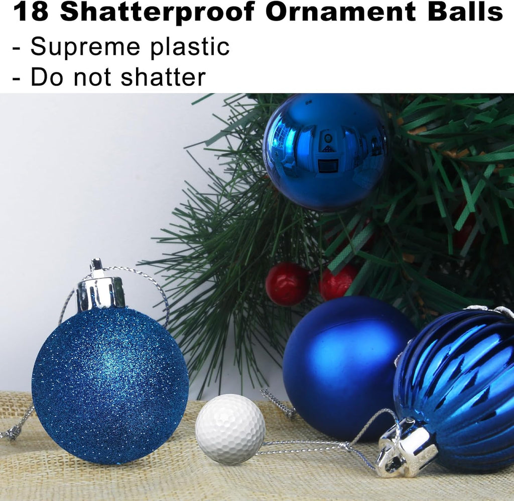 Royal Blue 3.2" Large Christmas Balls - Christmas Tree Decoration Ornaments Shatterproof Hanging Balls for Birthday - Set of 18