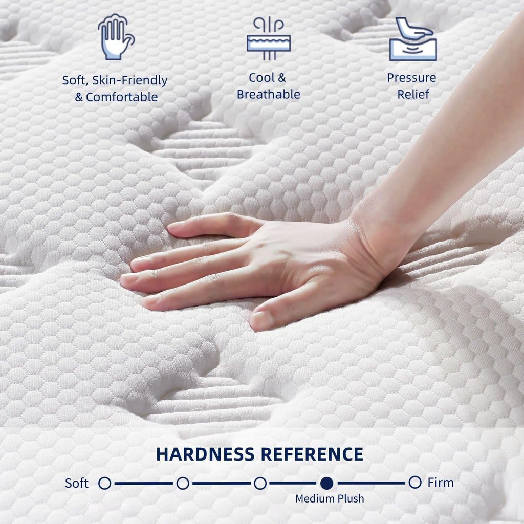 14 Inch Medium Plush King Size Mattress [Upgraded] King Hybrid Mattresses in A Box with Gel Memory Foam & Pocket