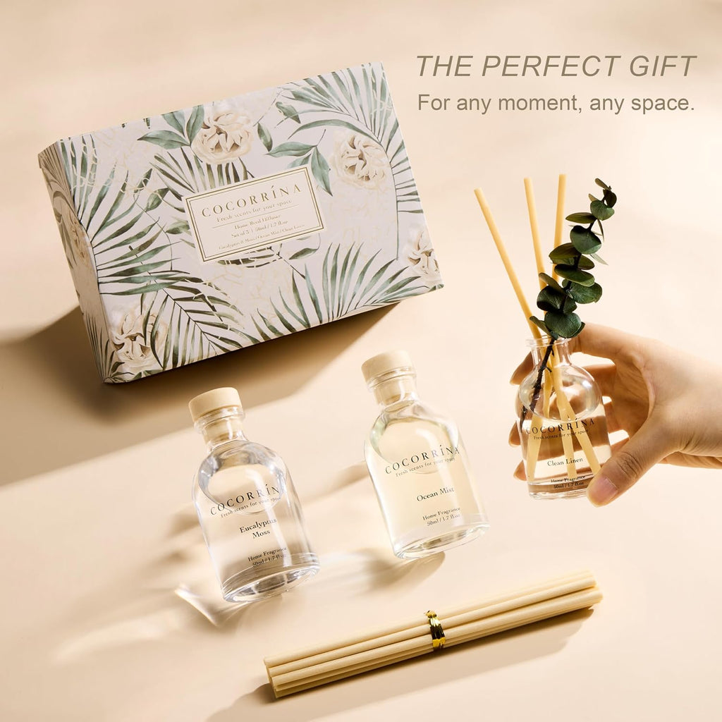 Reed Diffuser with Dried Eucalyptus - Set of 3