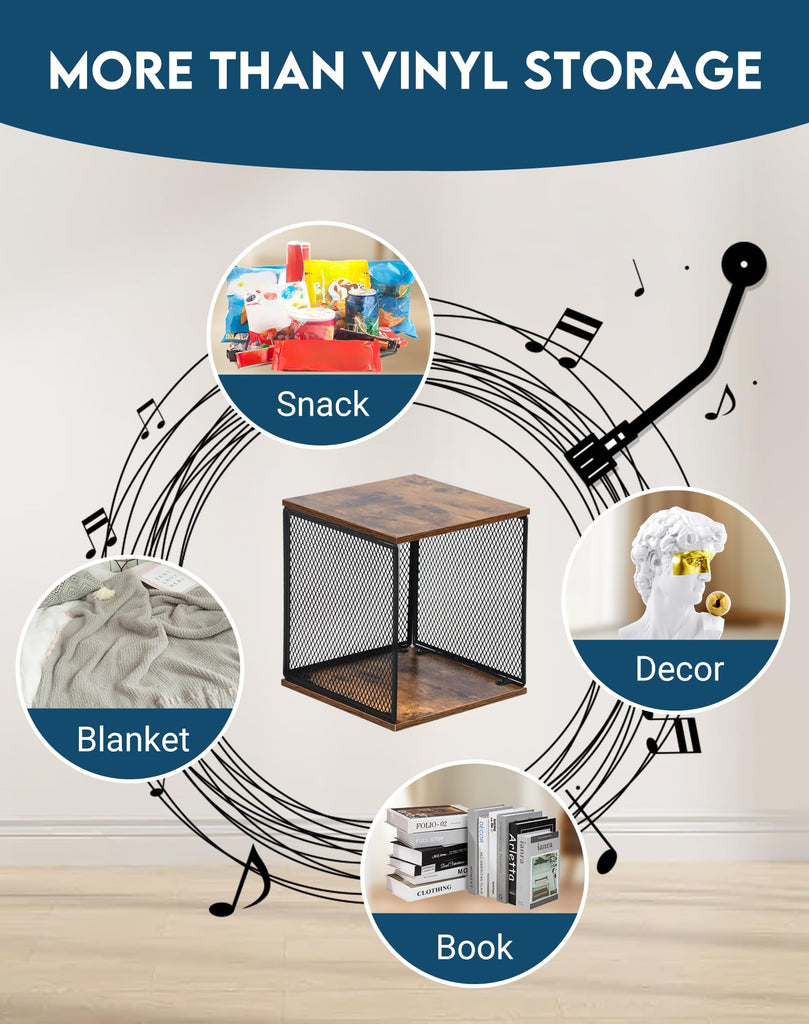 2 Pack Stackable Vinyl Record Storage, Cube Record Crate Box for LPs