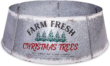Galvanized Christmas Tree Collar - Oversized, Adjustable Metal Collar Ring for Large to XL Christmas Trees - Rustic