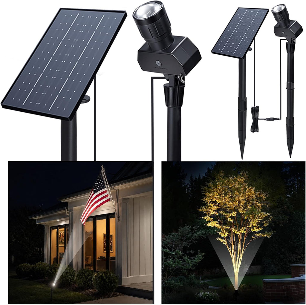 Spot Lights Outdoor, Adjustable Beam Focus Uplights for Trees, Waterproof Separate Panel Bright Spotlight, LED Warm