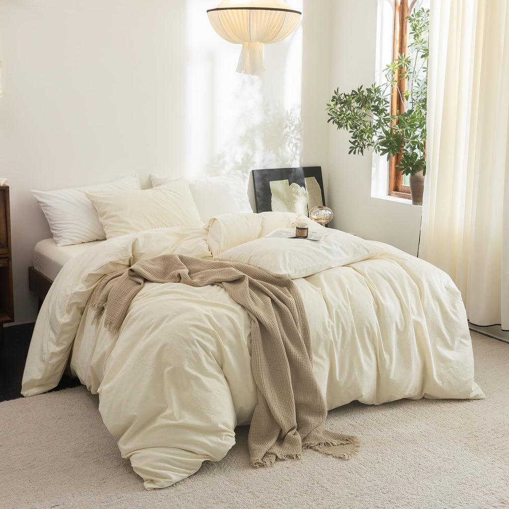 Duvet Cover Set 100% Washed Cotton Linen Feel Oversized
