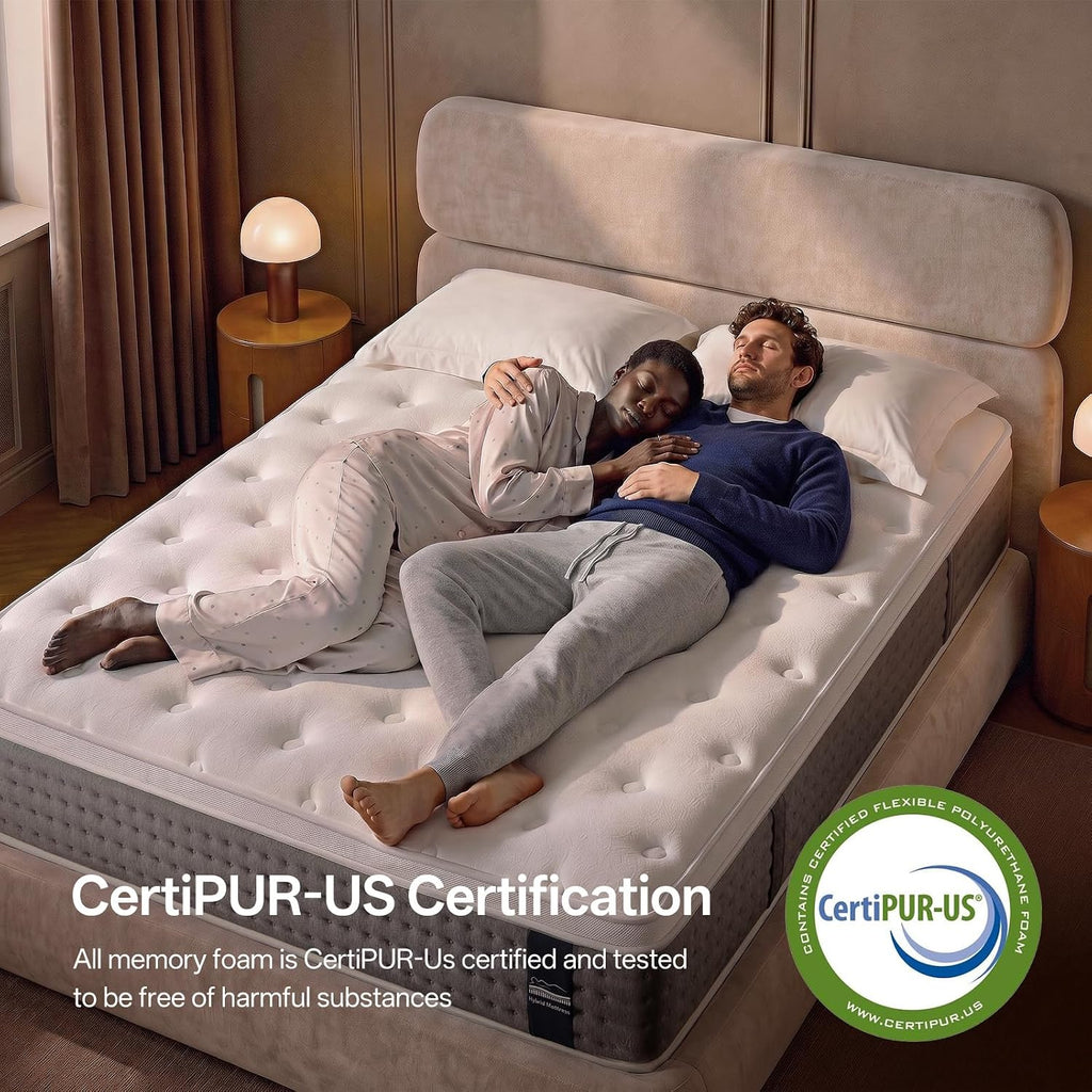 Queen Mattress, 12 Inch Hybrid Mattress with Memory Foam , Medium Firm, | Hybrid Comfort, Medium Zoned Support