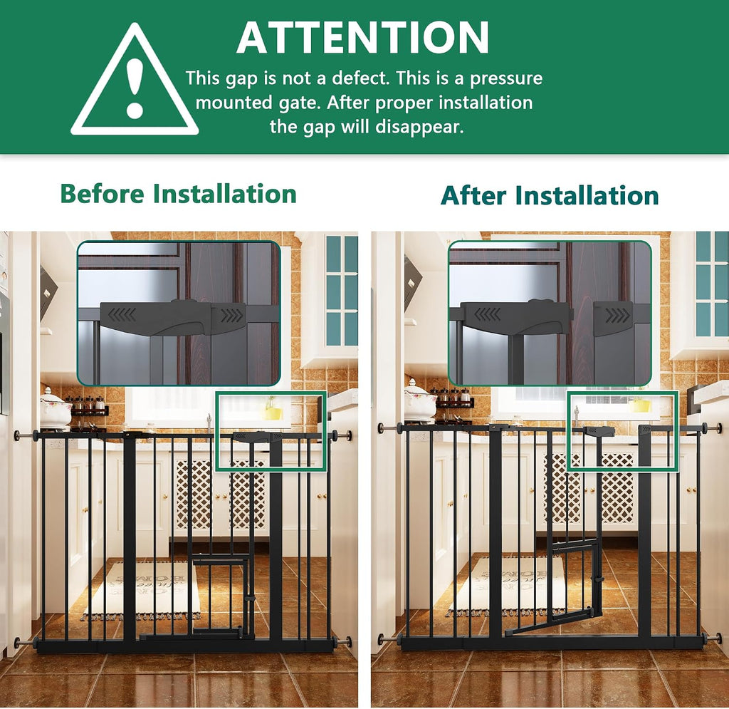 Pet Gate with Cat Door, 29.5-44.1" Adjustable Metal Gate
