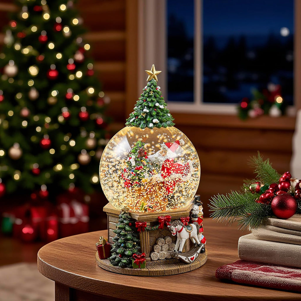 Lighted Christmas Tree Snow Globe Music Box Xmas Gifts Home Decoration
