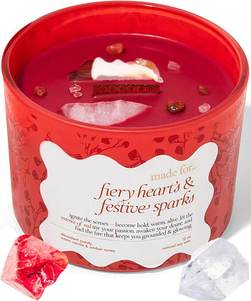 Red Crystal Candle for Women - 12oz Large Luxury Soy h Crackling , Slow Burn Meditation with Healing - Set of 12