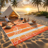 8x10 Outdoor Waterproof Rug, Floral Outdoor Area Rug，Reversible Plastic Straw Patio Rug, Portable Ca