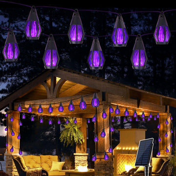 Solar String Lights for Outside, 21Ft Solar Patio Light with 10 Flickering