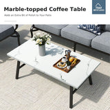 4 Pieces Patio Conversation Sets(5 Seat),Outdoor Metal Furniture Sofas with 1 Loveseat(3 Seat)
