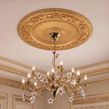 24" OD x 3.94" ID Gold Ceiling Medallion, Round Royal Acanthus