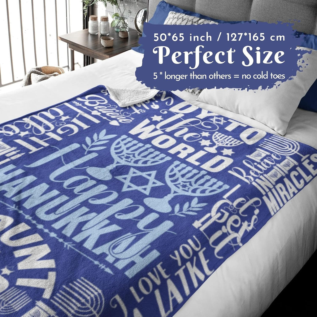 Hanukkah Gifts, Hannukah Throw Blanket for Kids Women Men, Presents for Chanukah Jewish Holiday for Kids, Friends