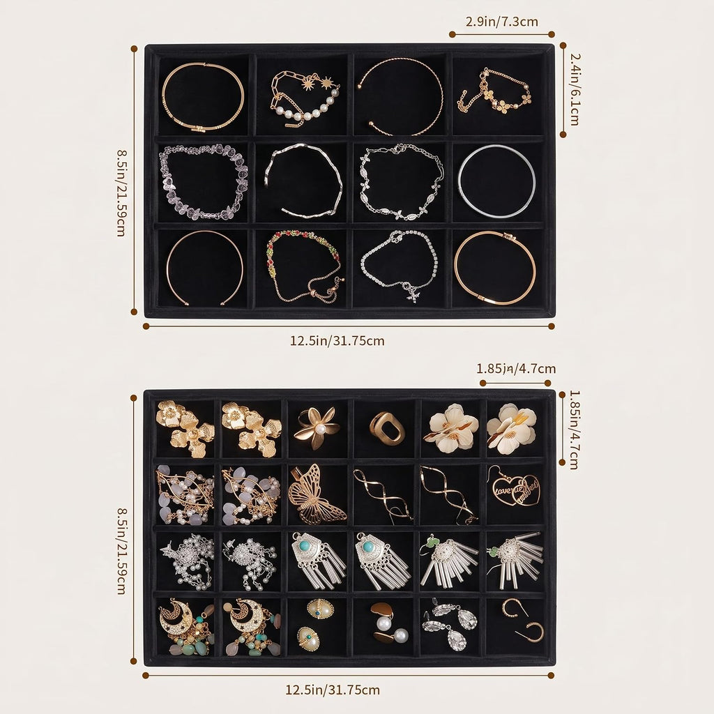 Jewelry Trays for Drawer Jewelry Organizer and Storage - Set of 2