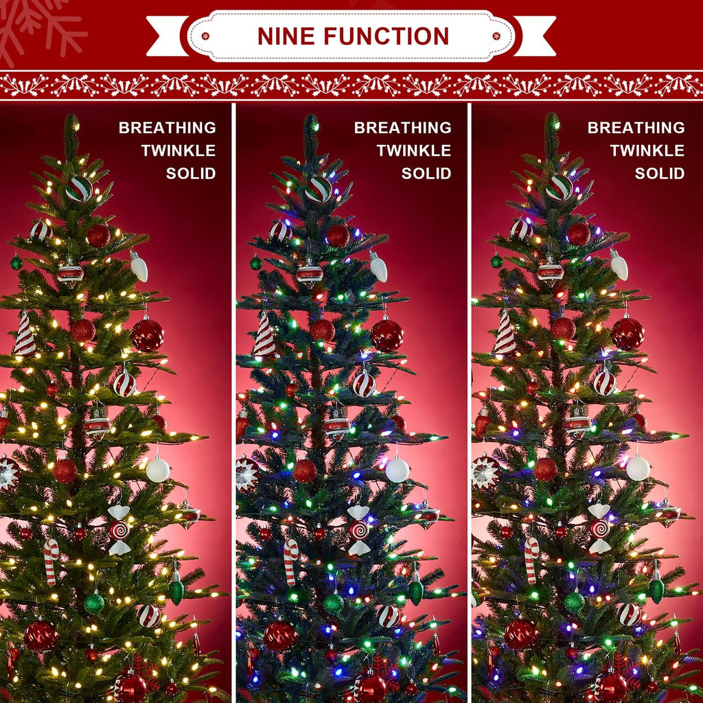 Prelit Artificial Christmas Tree, Cascade Evergreen Slim Christmas Tree with with 350 Color Changing LED Lights