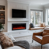48" Electric Fireplace, Recessed, Wall Mounted and Freestanding Fireplace Heater, Adjustable Flame Color