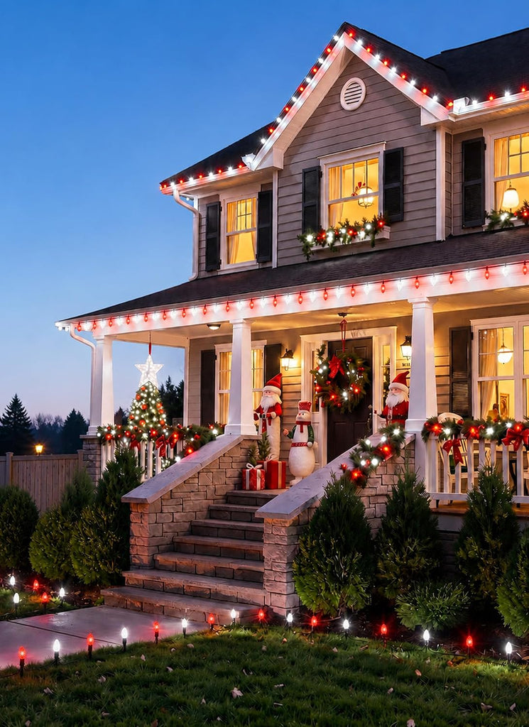 C9 Christmas Lights Outdoor, 26FT 20 LED C9 String Lights with Stakes