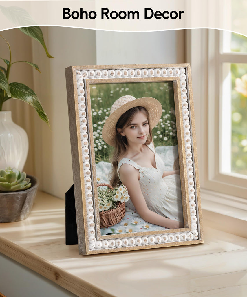 Boho 4x6 Picture Frame Distressed White Wood Photo Frame