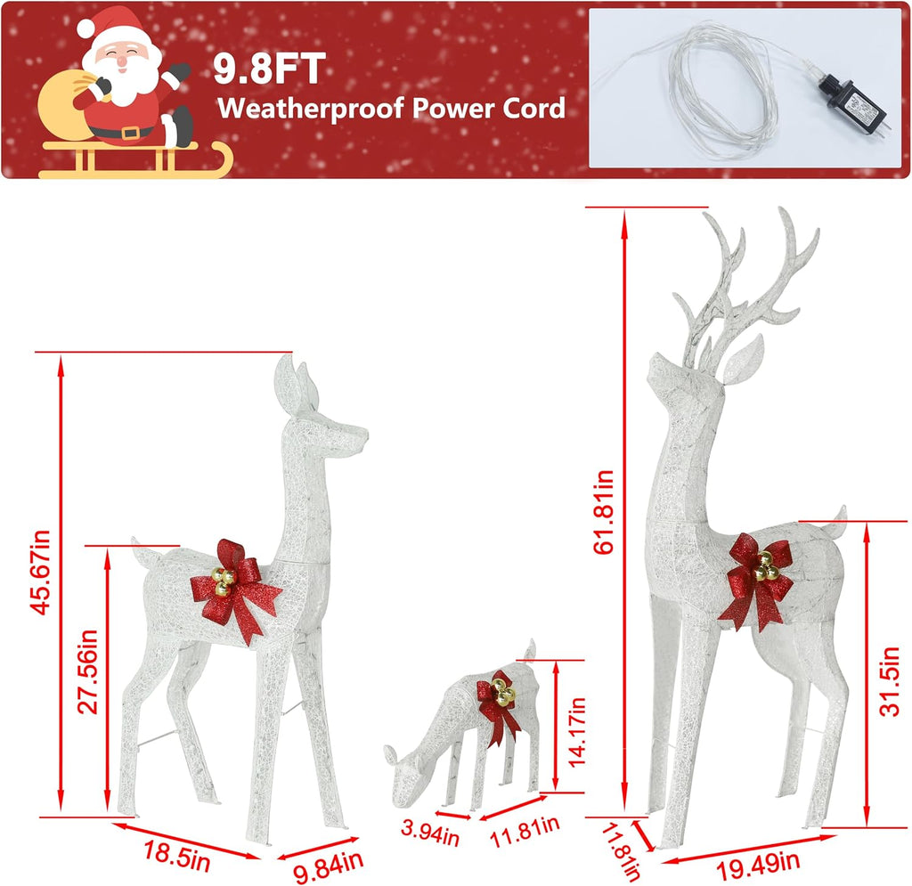 Motorized Outdoor Christmas Decoration Reindeer Family Set of 3